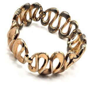 Trifari Vitnage Abstract Wavy Gold Bracelet 7in